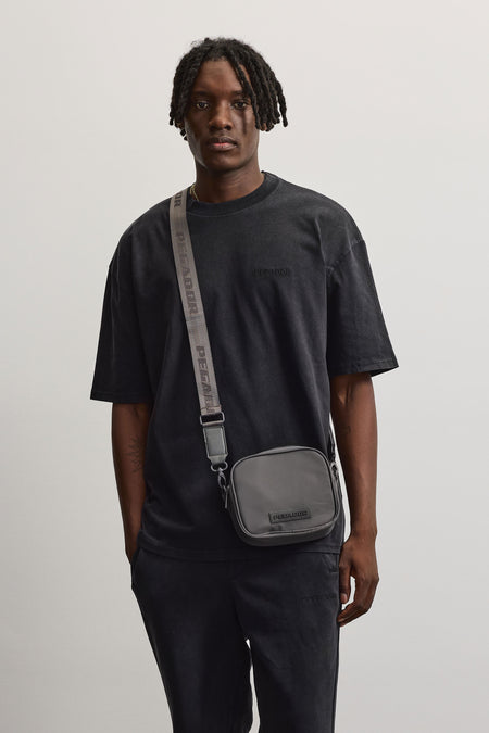 Rubber Logo Patch Nylon Shoulder Strap Bag Anthracite