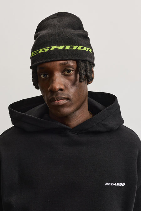 Alden Short Beanie Black Flash Green
