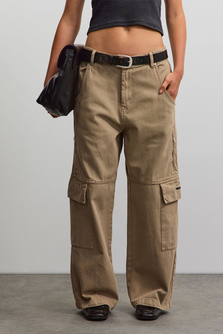 Taily Super Baggy Cargo Jeans Desert Taupe