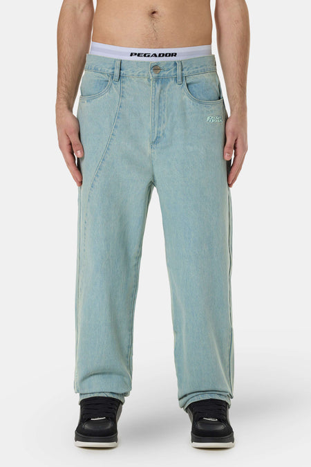 Waco Wide Baggy Jeans Sand Washed Blue