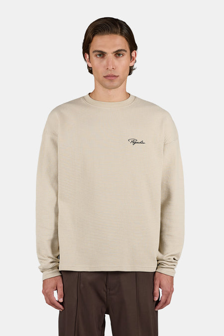 Signar Oversized Waffle Longsleeve Stone