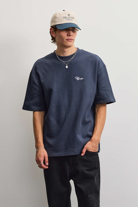Signar Oversized Rib Tee Washed Twilight Blue