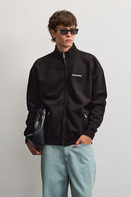 Logo Oversized Sweat Track Jacket Washed Black