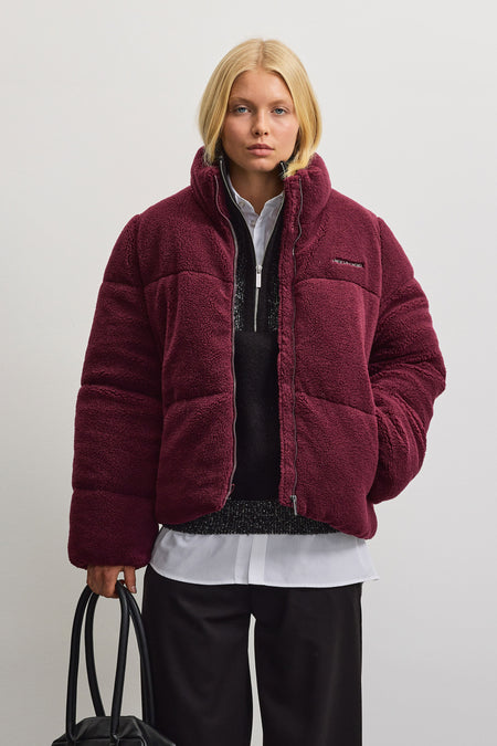 Georgia Teddy Puffer Jacket Dark Red