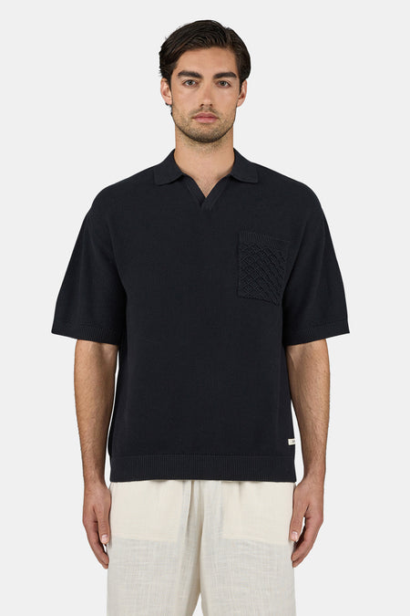 Campo Knit Polo Shirt Black