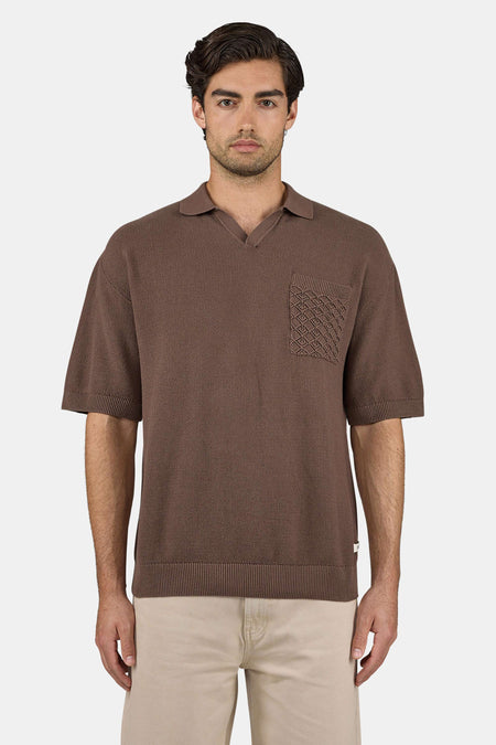Campo Knit Polo Shirt Cozy Brown