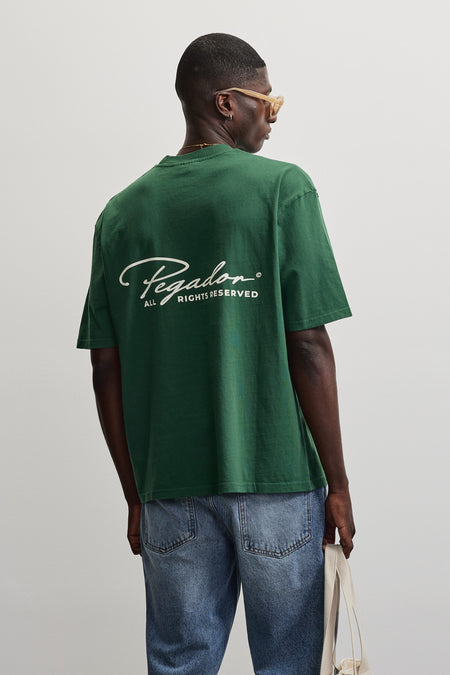 Pike Oversized Tee Washed Solid Green