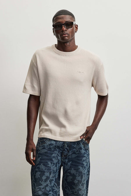 Signar Structured Knit Tee Dark Unbleached