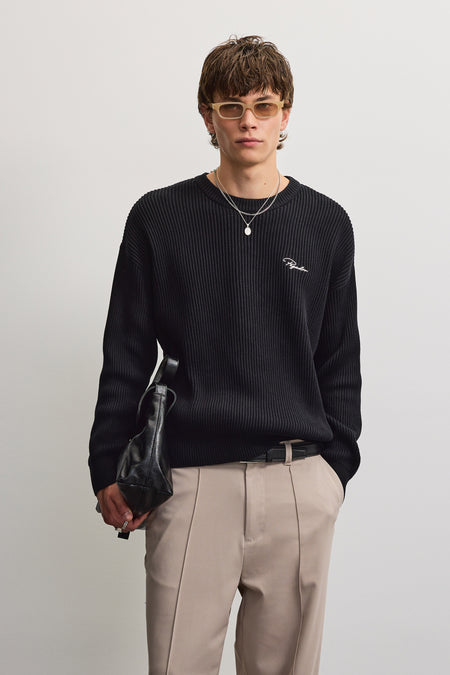 Signar Oversized Chunky Knit Sweater Black