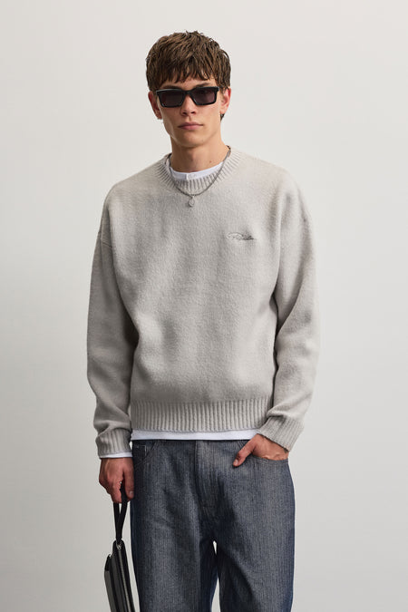 Signar Oversized Knit Sweater Sky Grey