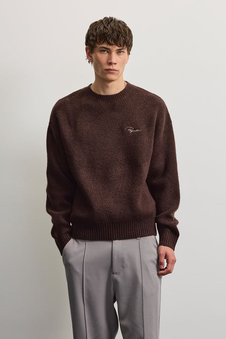 Signar Oversized Knit Sweater Deep Brown