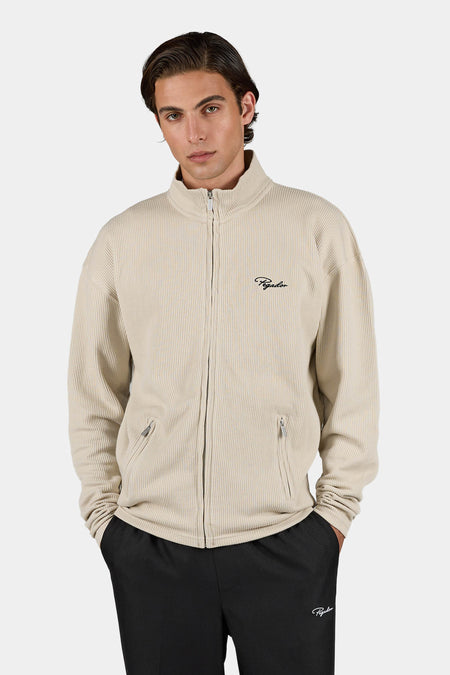 Signar Oversized Rib Track Jacket Stone