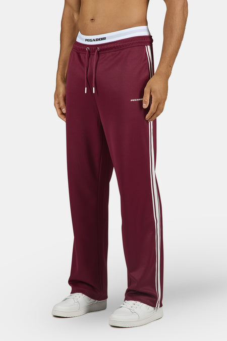 Viro Wide Track Pants Maroon Red