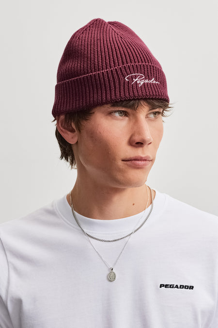 Signar Heavy Knit Beanie Dark Red