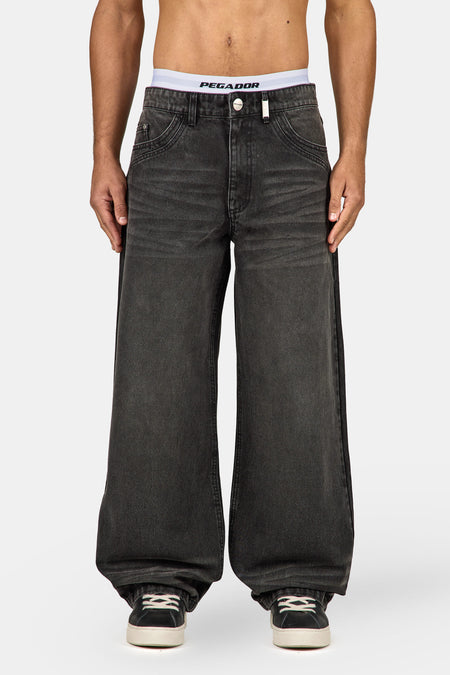 Dahod Flared Denim Sprayed Washed Black