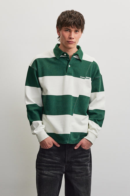 Castelluccio Polo Longsleeve Solid Green Warm White