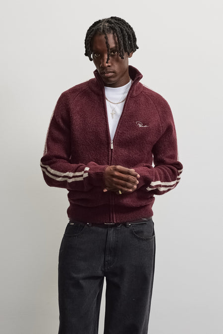 Domme Knit Raglan Track Jacket Dark Red