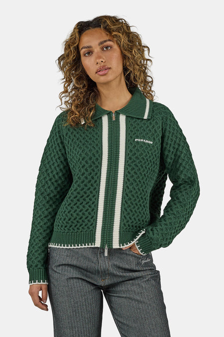 Bosa Structured Knit Jacket Solid Green