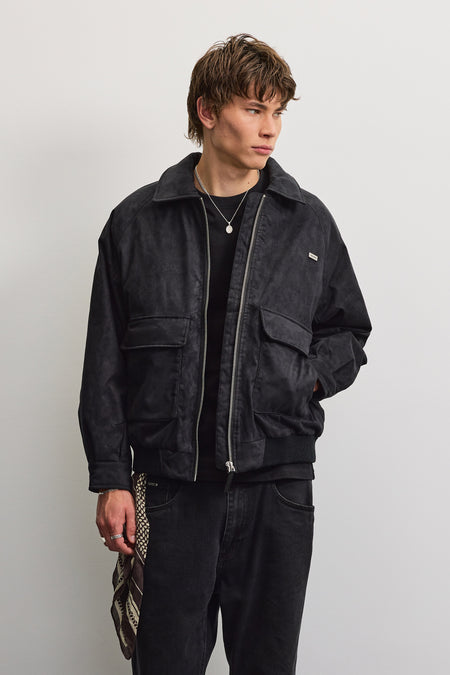 Nesso Suede Bomber Jacket Black