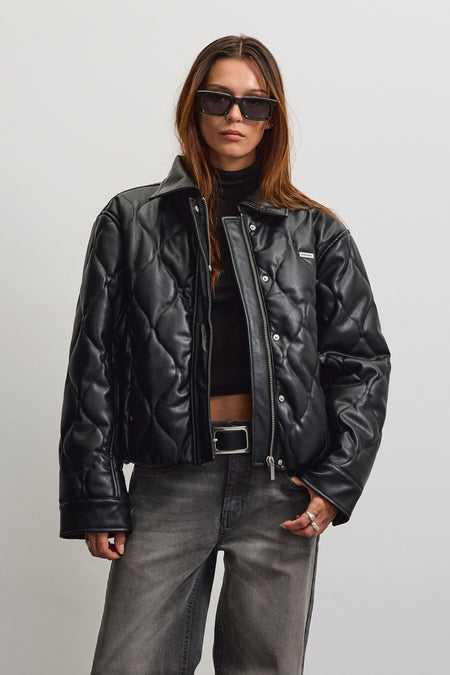 Glorenza Faux Leather Jacket Black