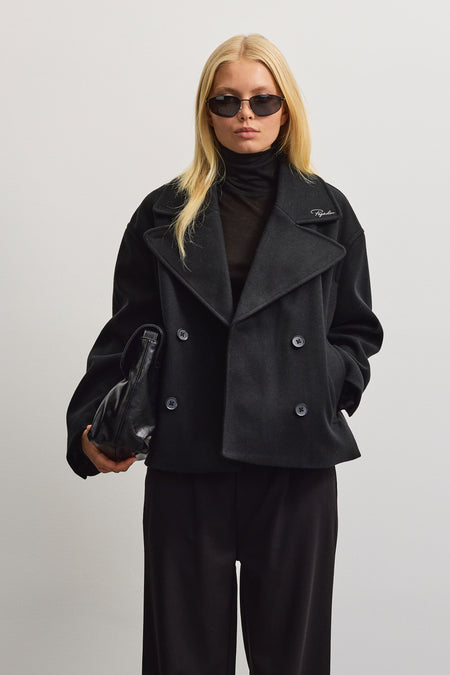 Maratea Oversized Short Coat Black