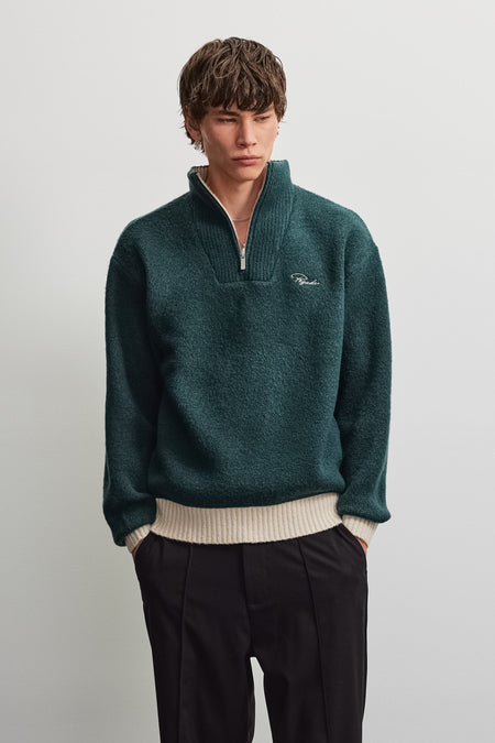 Gilmonde Structured Knit Halfzip Sweater Dark Teal