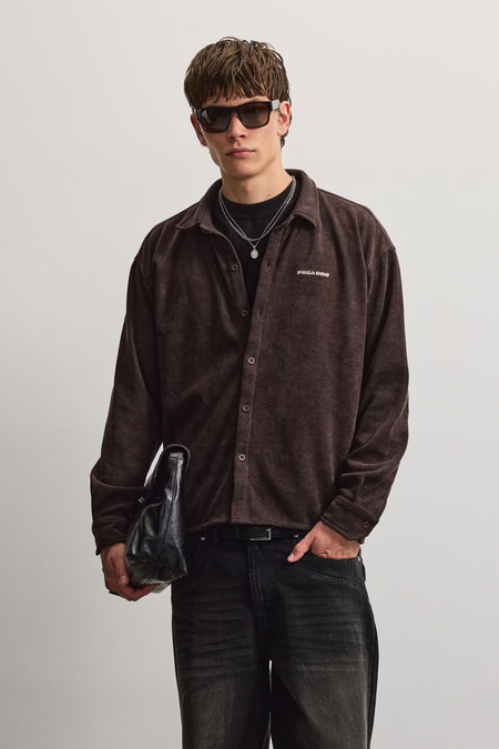 Sarnen Oversized Soft Rib Overshirt Deep Brown