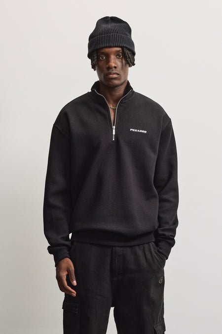 Tate Oversized Structured Halfzip Sweater Black
