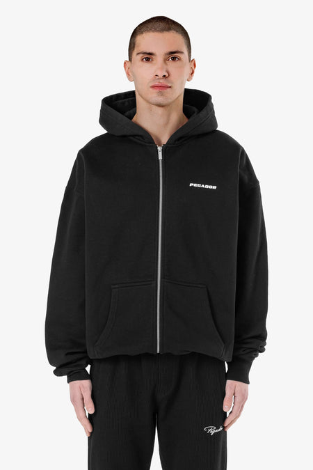 Logo Oversized Sweat Jacket Washed Black Gum