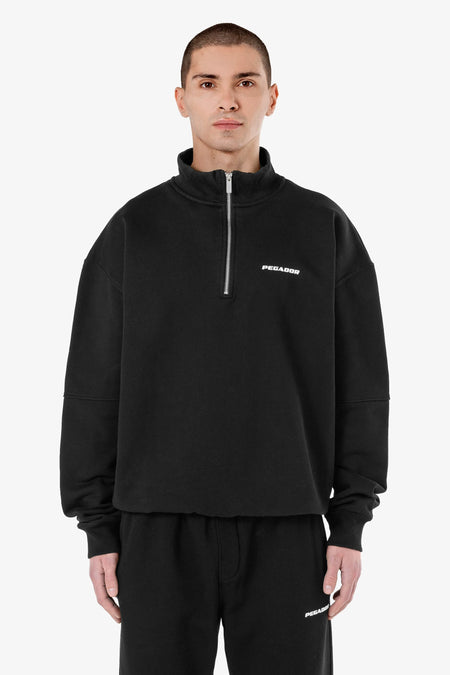 Logo Oversized Halfzip Sweater Washed Black Gum