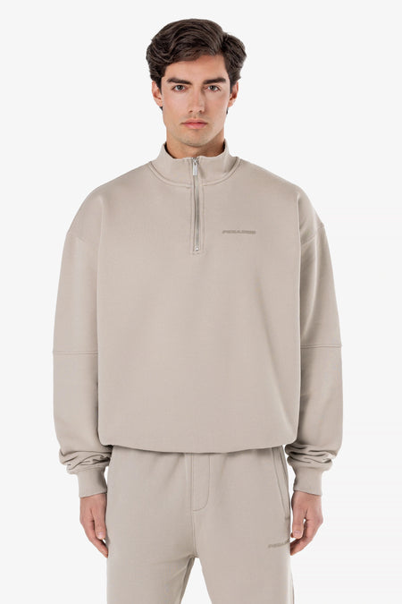 Logo Oversized Halfzip Sweater Washed Dark Stone Gum