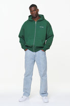 Pegador Colne Logo Oversized Sweat Jacket Vintage Washed British Green Gum Ganzkörper Bild aus der Built to Last Kollektion für Herren