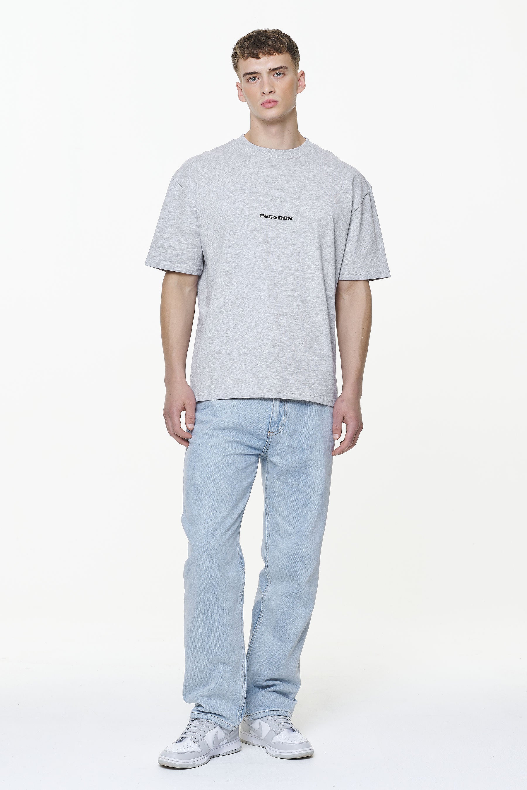 Pegador Colne Logo Oversized Tee Grey Melange Ganzkörper Bild aus der Built to Last Kollektion für Herren