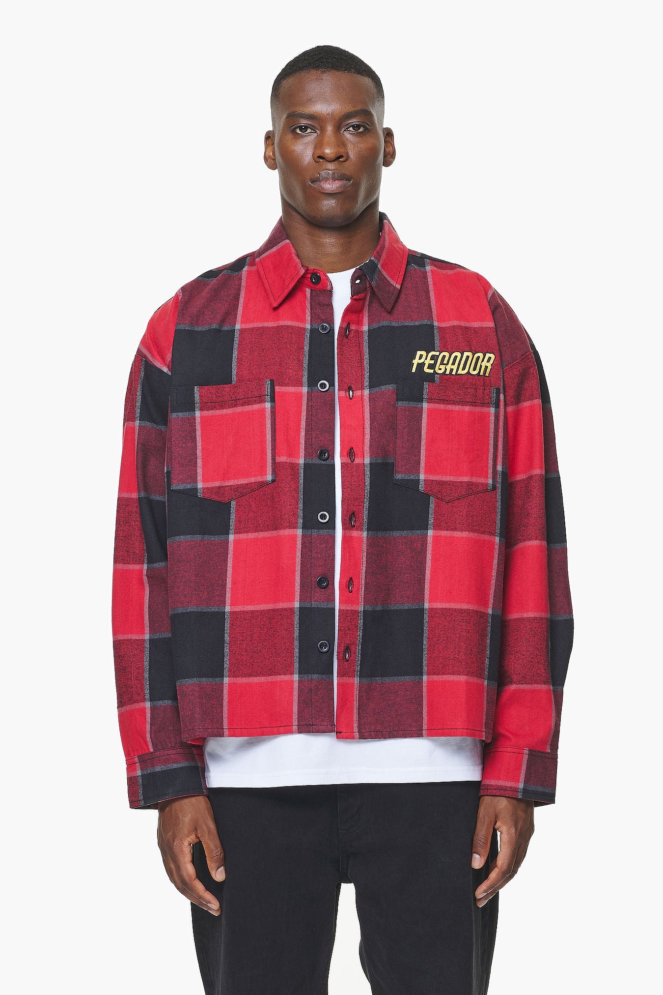 Pegador Eastfield Flannel Shirt Washed Royal Red Onyx Black Gegenansicht aus der Built to Last Kollektion für Herren