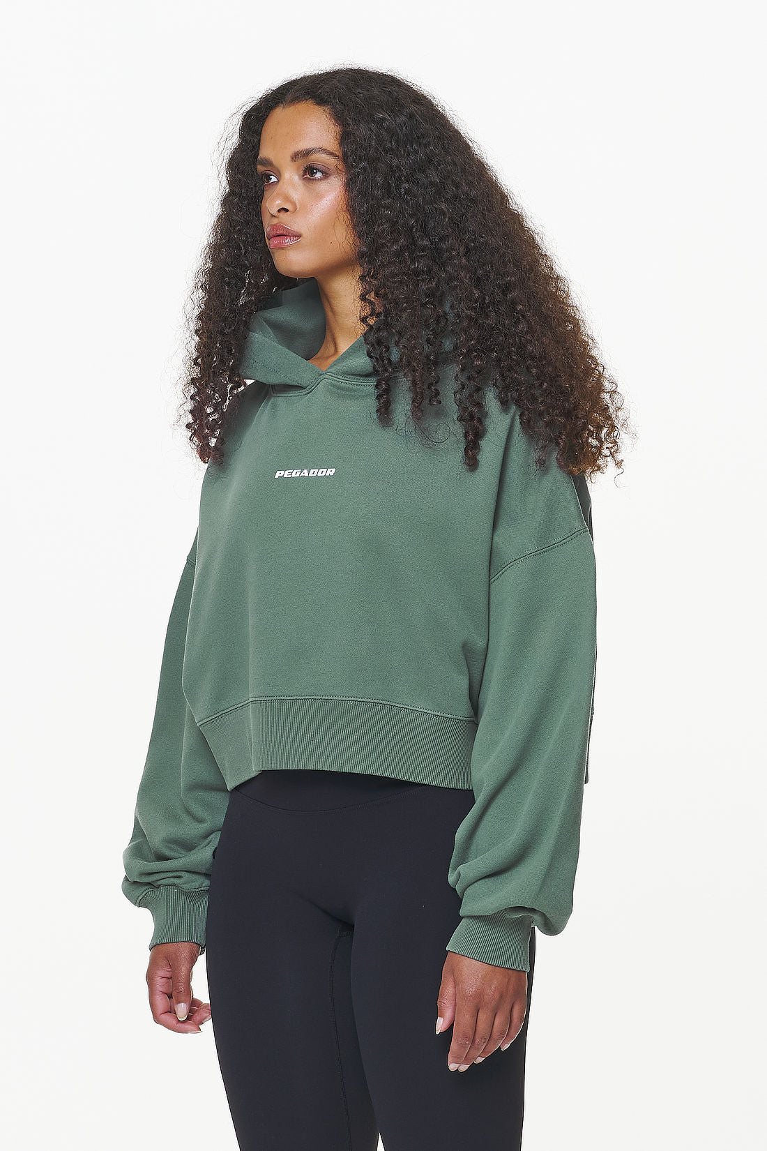 Pegador Dorothy Cropped Oversized Hoodie Vintage Washed Garden Green Gegenansicht aus der Built to Last Kollektion für DaHerren