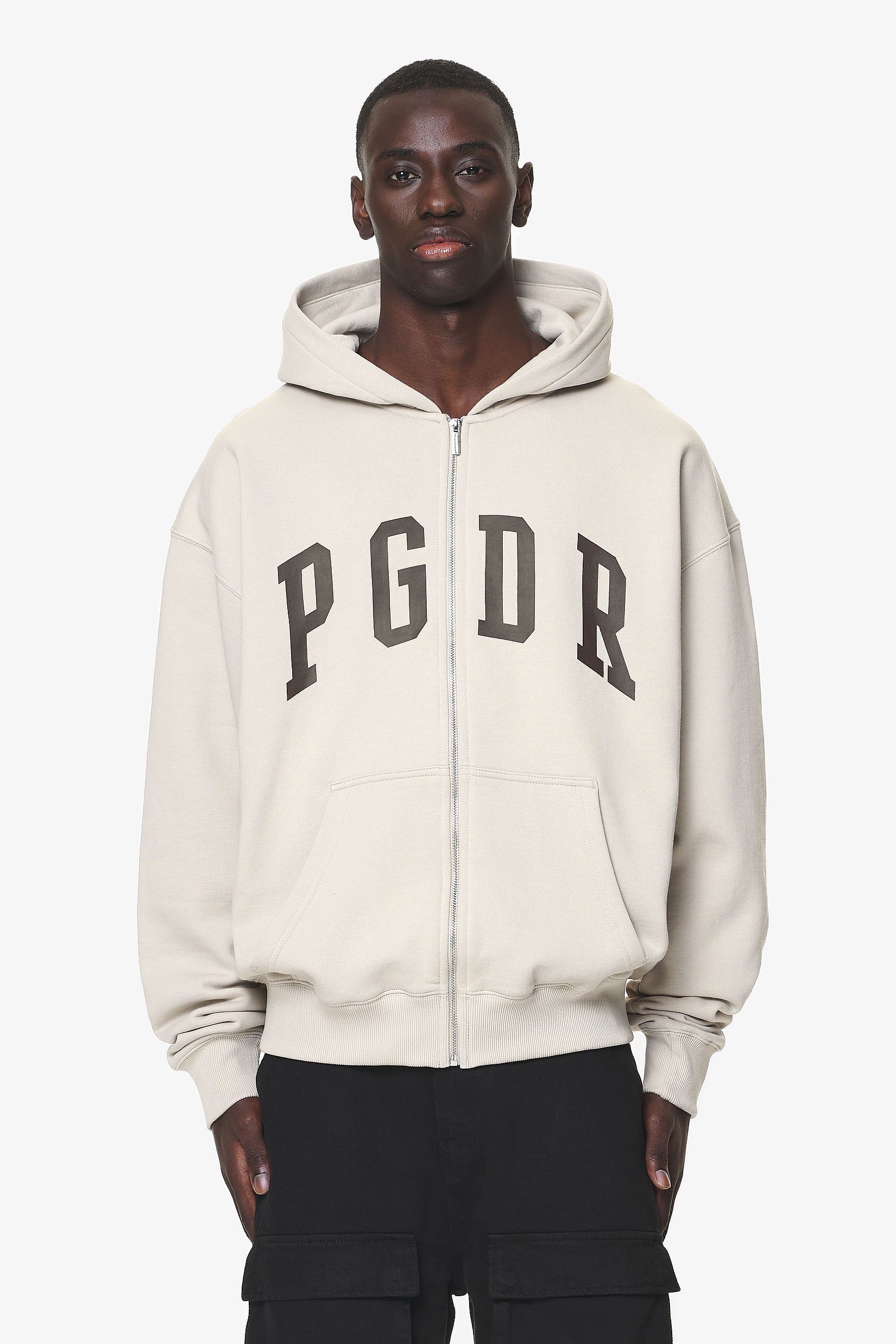 Pegador Layton Oversized Sweat Jacket Washed Dust Cream Hauptansicht aus der Do not Disturb Kollektion für Herren