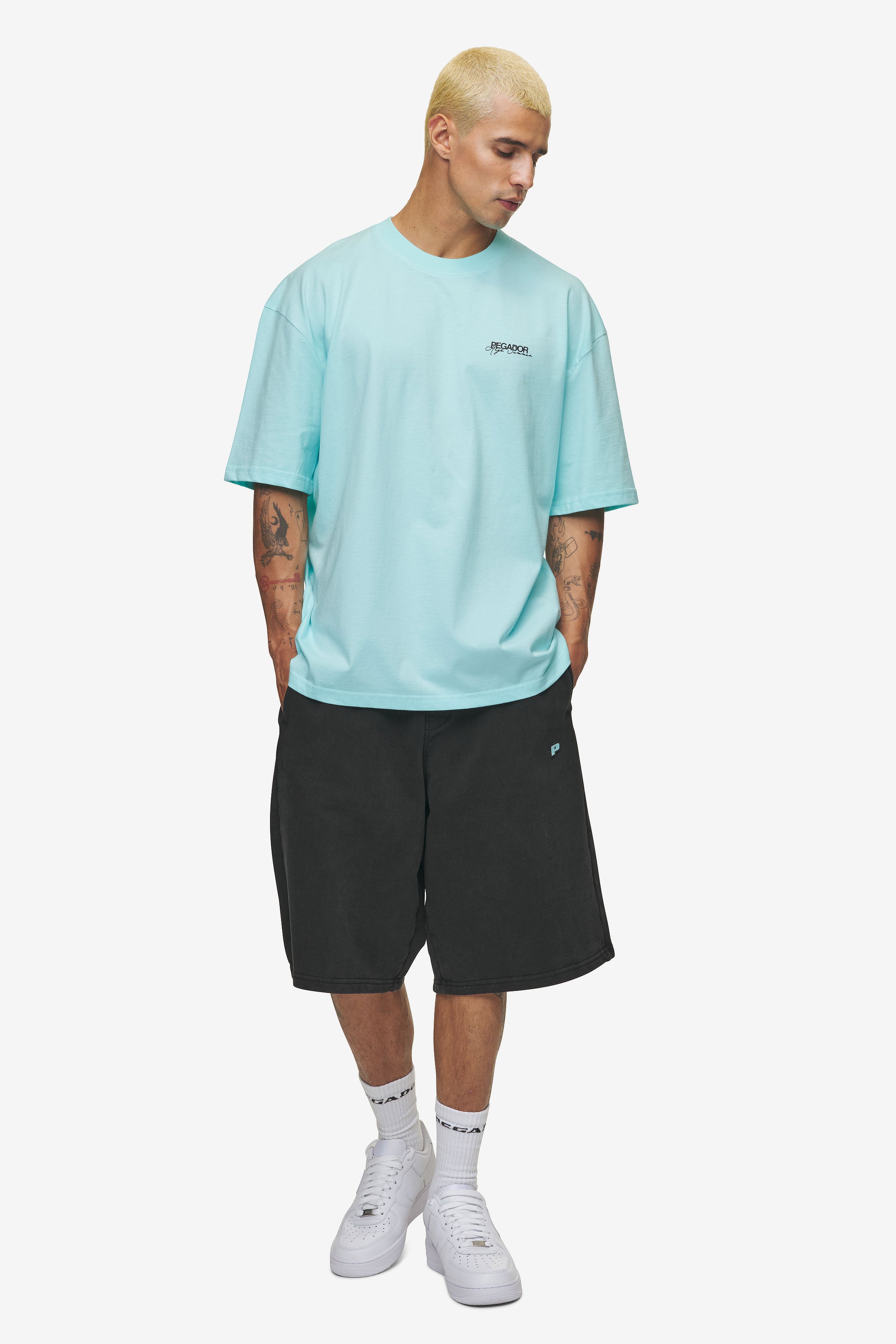 Pegador Patino Oversized Tee Washed Sky Blue Ganzkörper Bild aus der High summer Kollektion für Herren