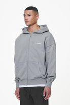 Pegador Colne Terry Logo Oversized Sweat Jacket Heavy Washed Cool Grey Gegenansicht aus der Last Minute Kollektion für Herren