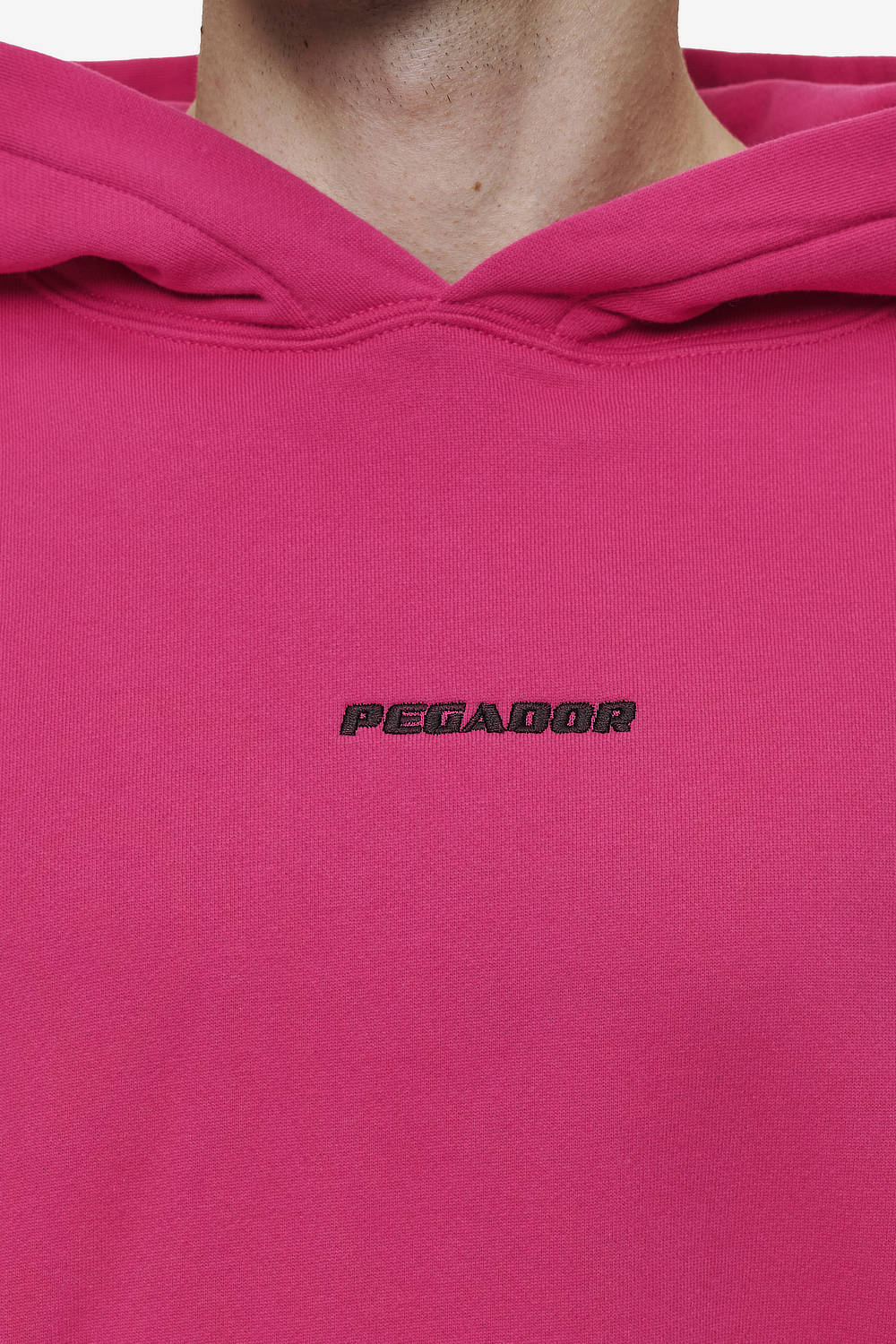 Pegador Logo Boxy Hoodie Washed Virtual Pink Detailshot aus der Most Alive Kollektion für Herren