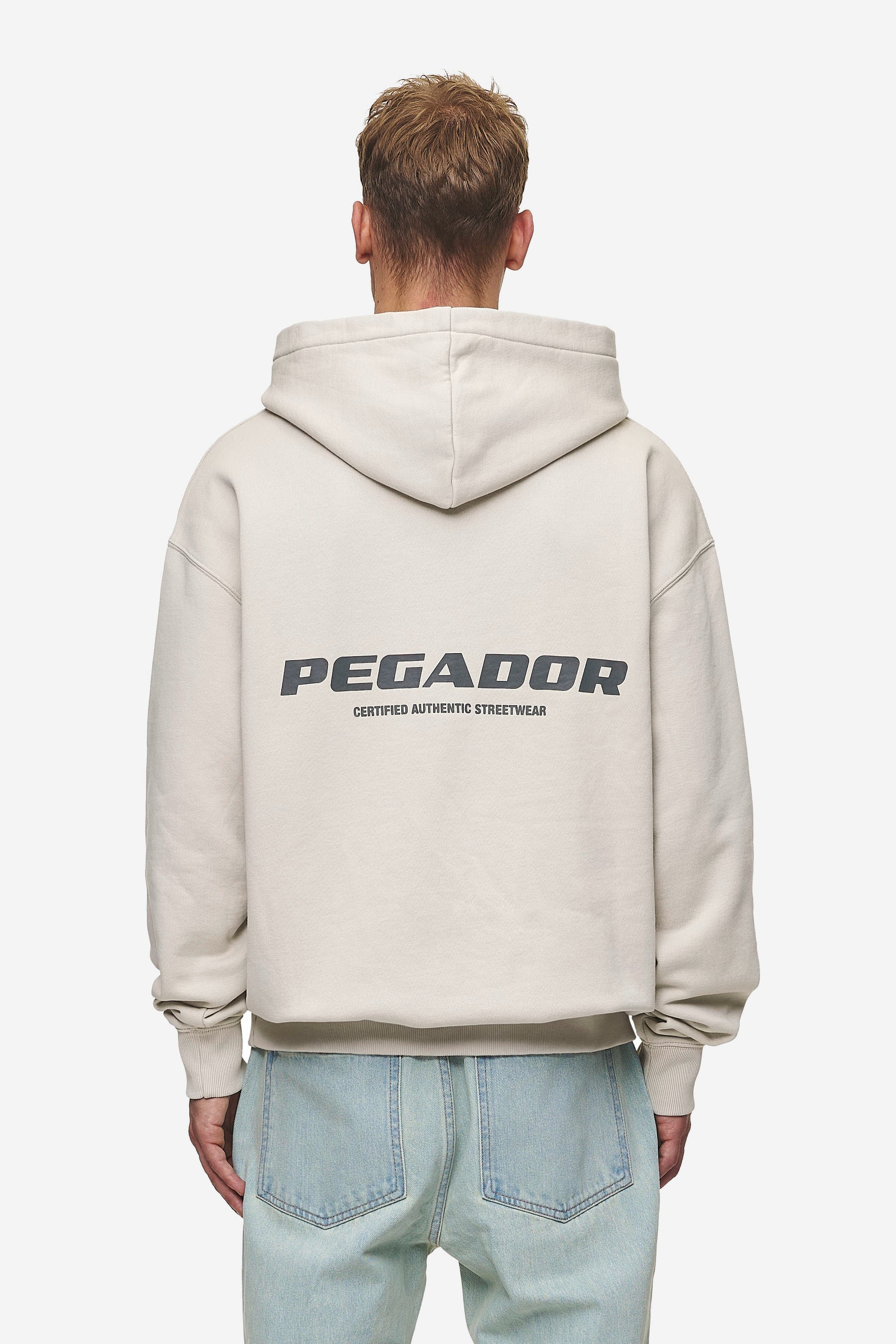 Pegador Colne Logo Oversized Hoodie Washed Light Beige Anthracite Hauptansicht aus der Most Alive Kollektion für Herren