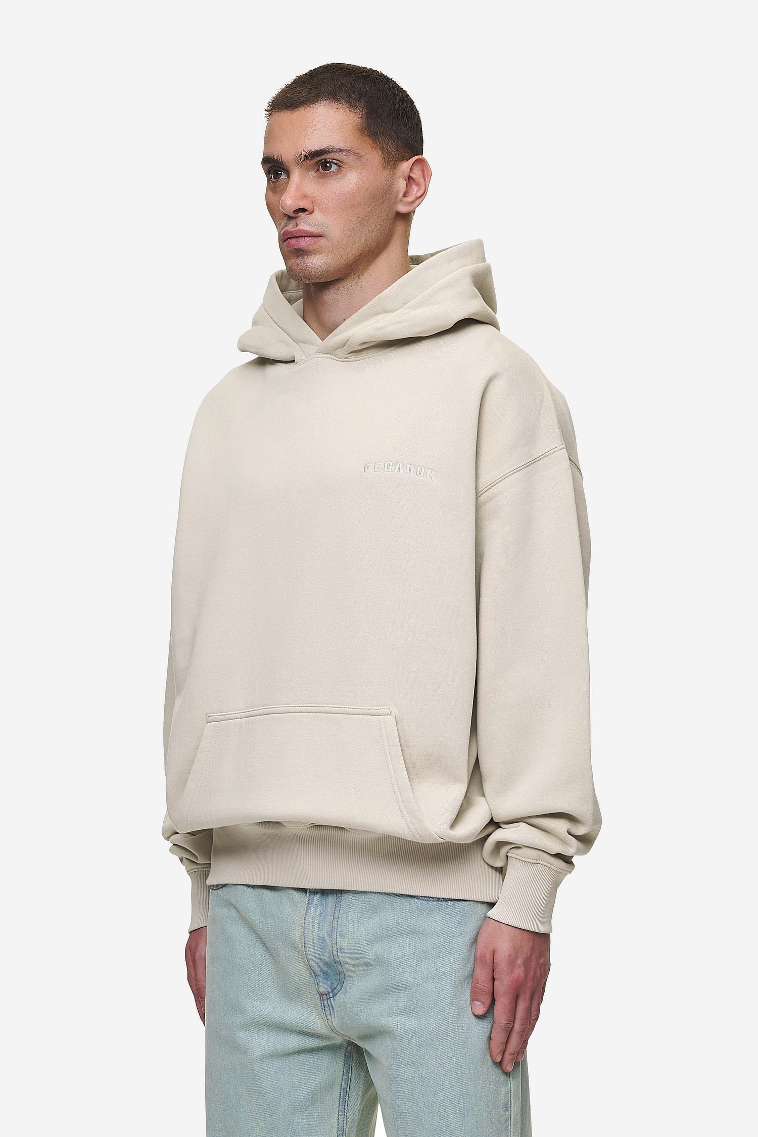 Pegador Buford Oversized Hoodie Washed Light Beige Gegenansicht aus der Most Alive Kollektion für Herren