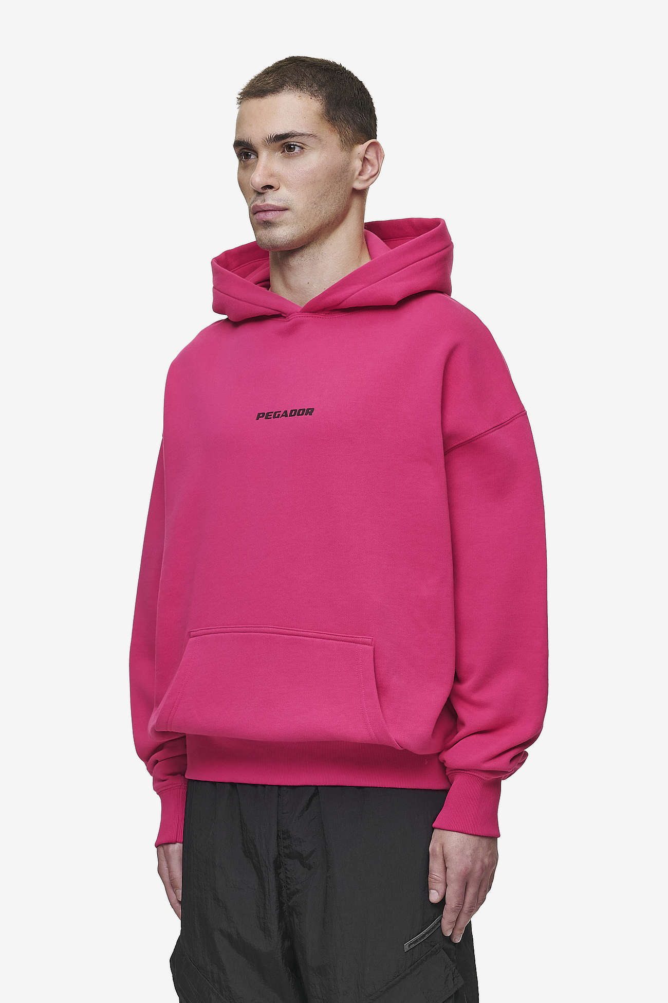 Colne Logo Oversized Hoodie Washed Virtual Pink Black PEGADOR