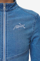 Pegador Elly Denim Biker Jacket Washed Blue Detailshot aus der Most Alive Kollektion für DaHerren