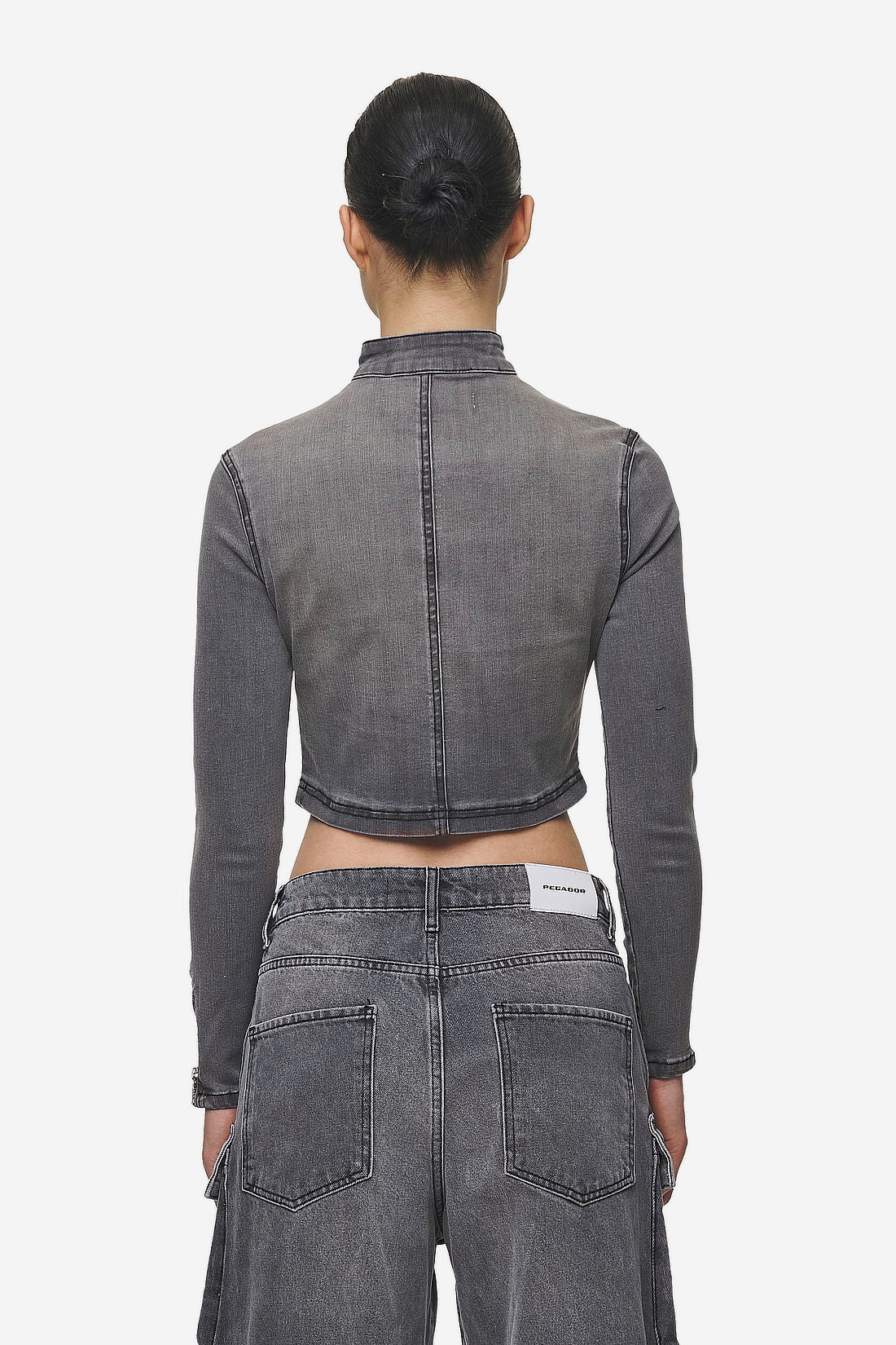 Pegador Elly Denim Biker Jacket Washed Deep Grey Gegenansicht aus der Most Alive Kollektion für DaHerren