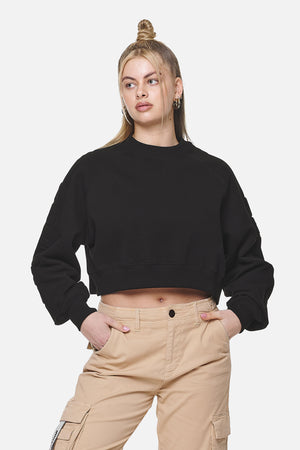 Pegador Kintore Cropped Oversized Raglan Sweater Black Hauptansicht aus der Never Too Late Kollektion für DaHerren