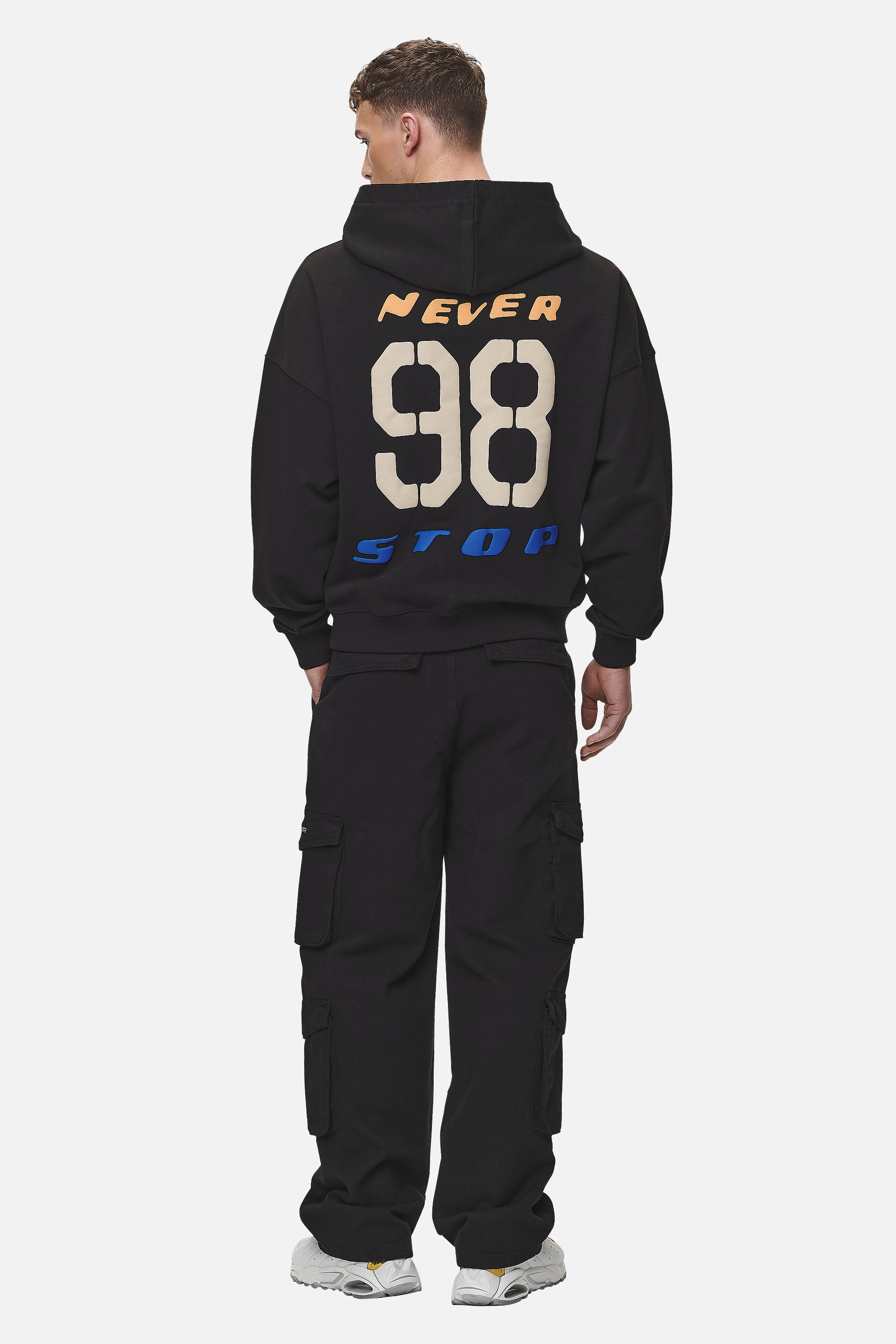 Pegador Corey Terry Boxy Sweat Jacket Washed Black Ganzkörper Bild aus der Never Too Late Kollektion für Herren