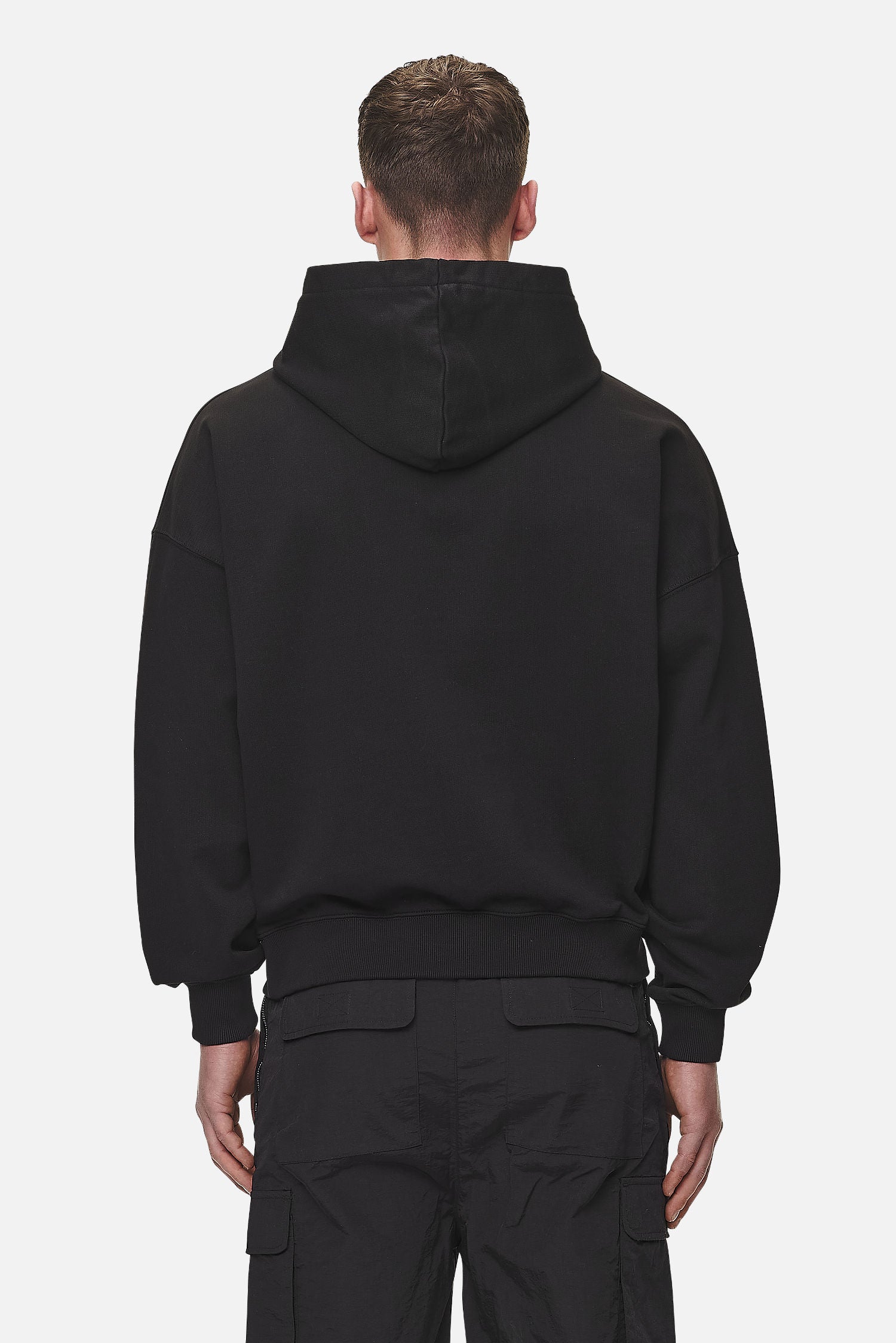 Pegador Drew Terry Boxy Hoodie Washed Black Gegenansicht aus der Never Too Late Kollektion für Herren