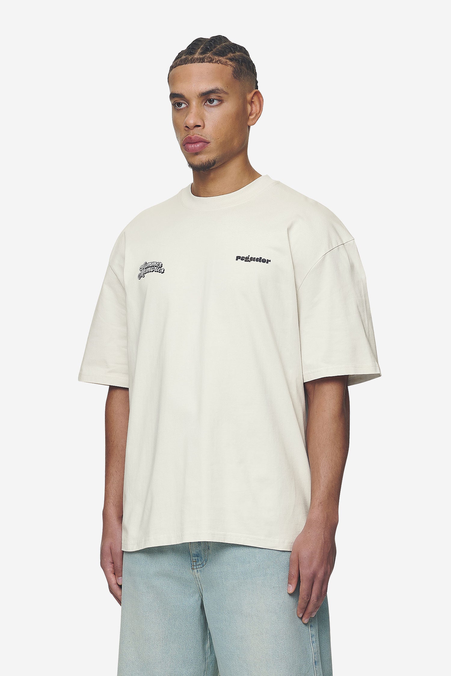 Pegador Farren Oversized Tee Washed Salty Cream Gegenansicht aus der Next Wave Kollektion für Herren