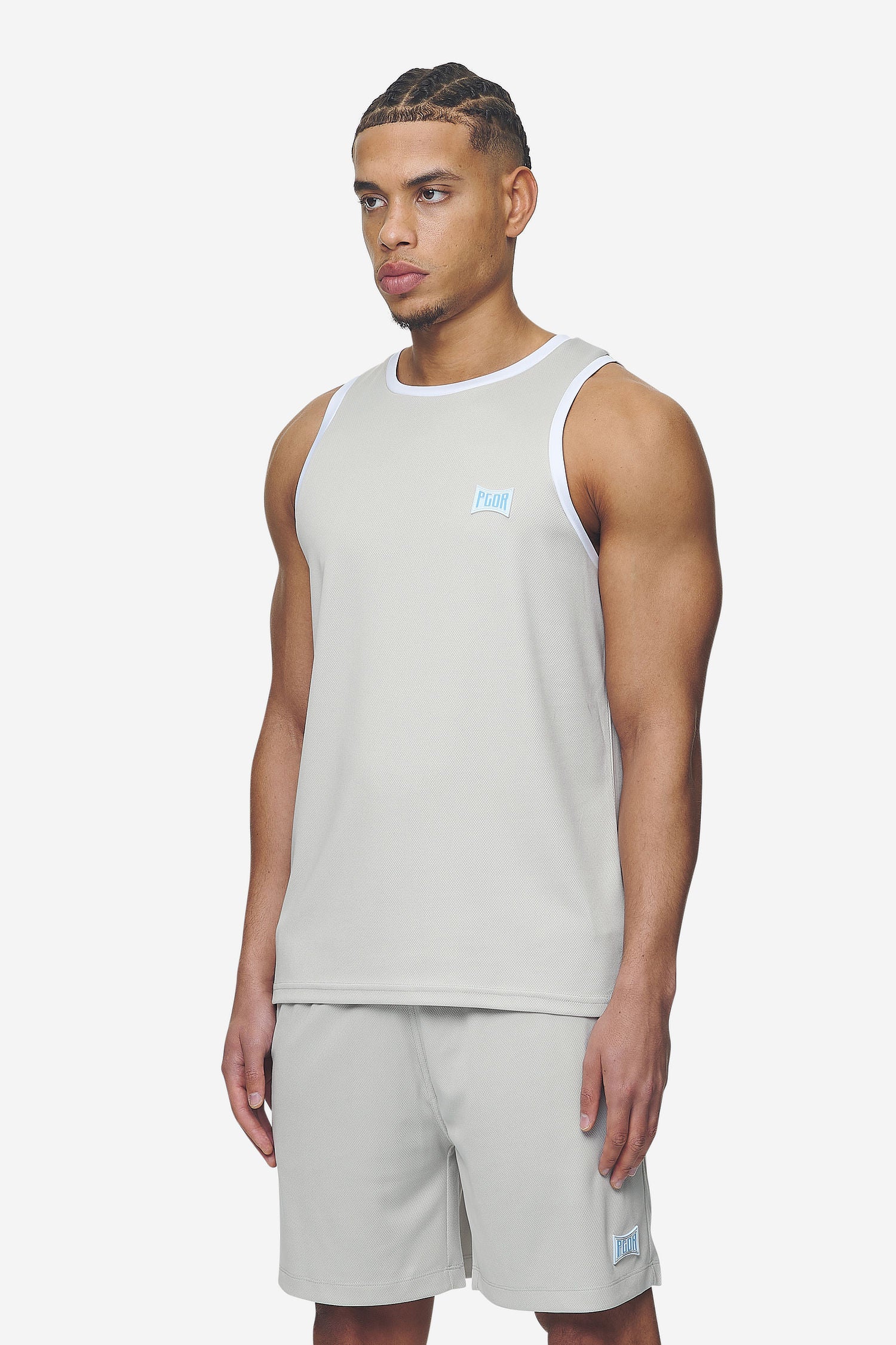 Pegador Tulare Mesh Tank Top Pearl Grey Seitenansicht aus der Next Wave Kollektion für Herren