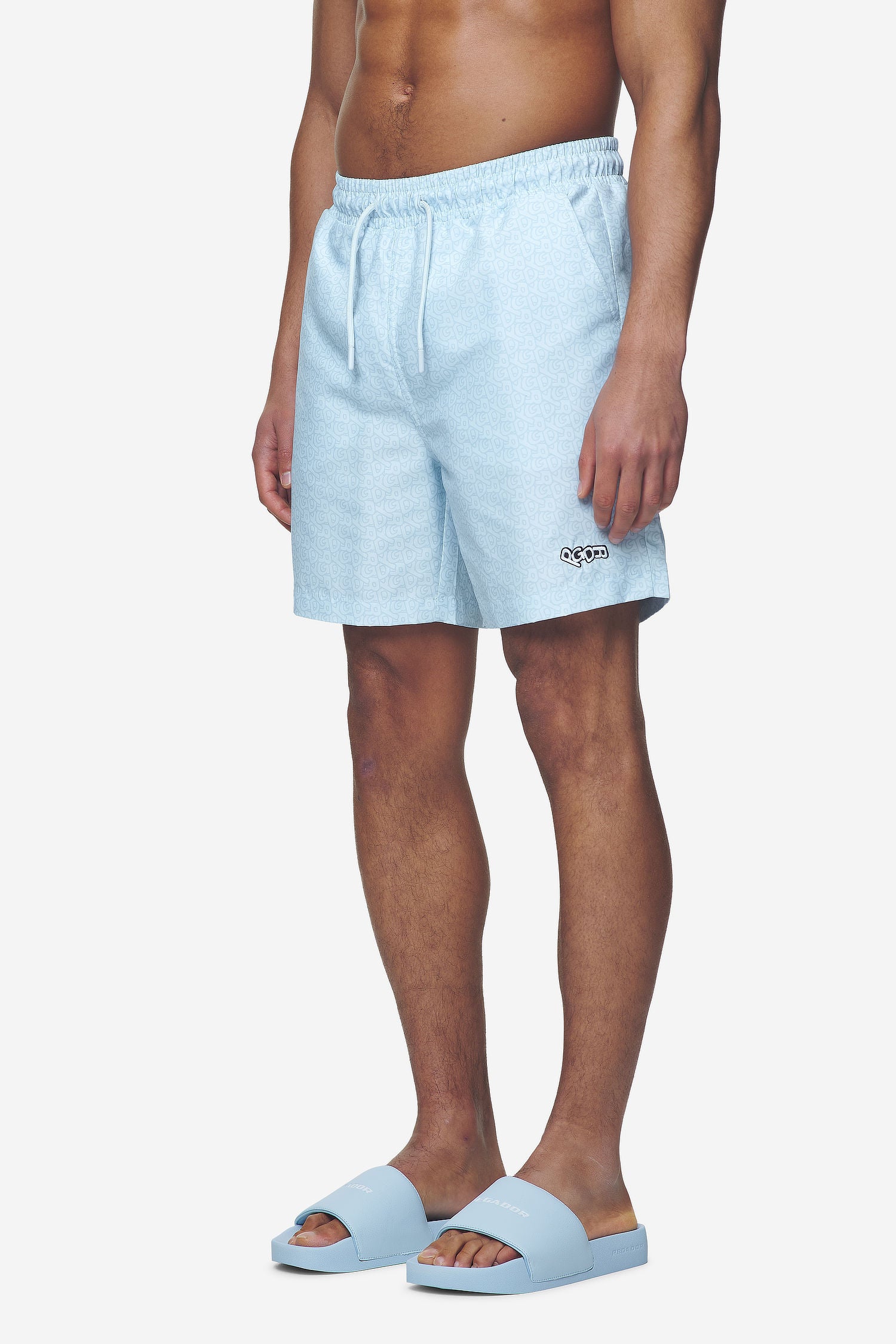 Pegador Kempton Monogram Swim Shorts Baby Blue Seitenansicht aus der Next Wave Kollektion für Herren